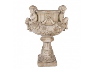Béžový antik květináč v barokním stylu Baroque s andílky - 40*32*55 cm