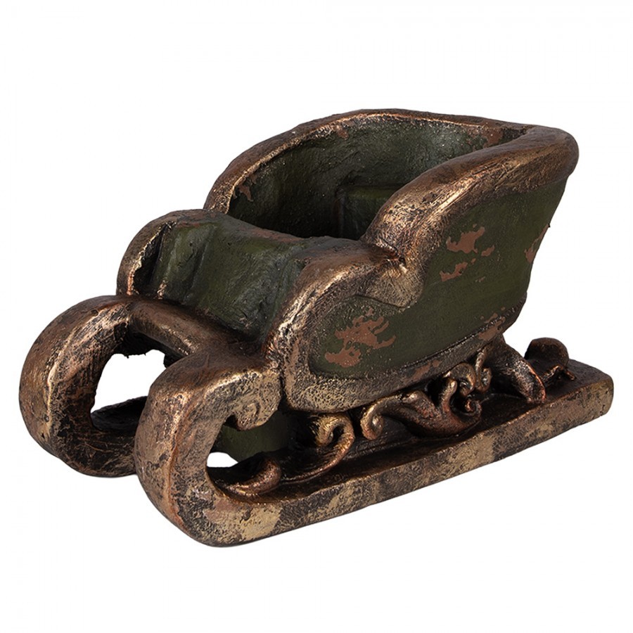 Vánoční dekorace zelené vintage sáně - 35*23*21 cm