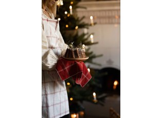 Bílo-červená károvaná kuchyňská zástěra Alma white/red - 90*60 cm