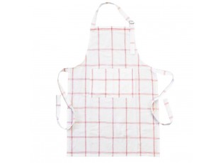Bílo-červená károvaná kuchyňská zástěra Alma white/red - 90*60 cm
