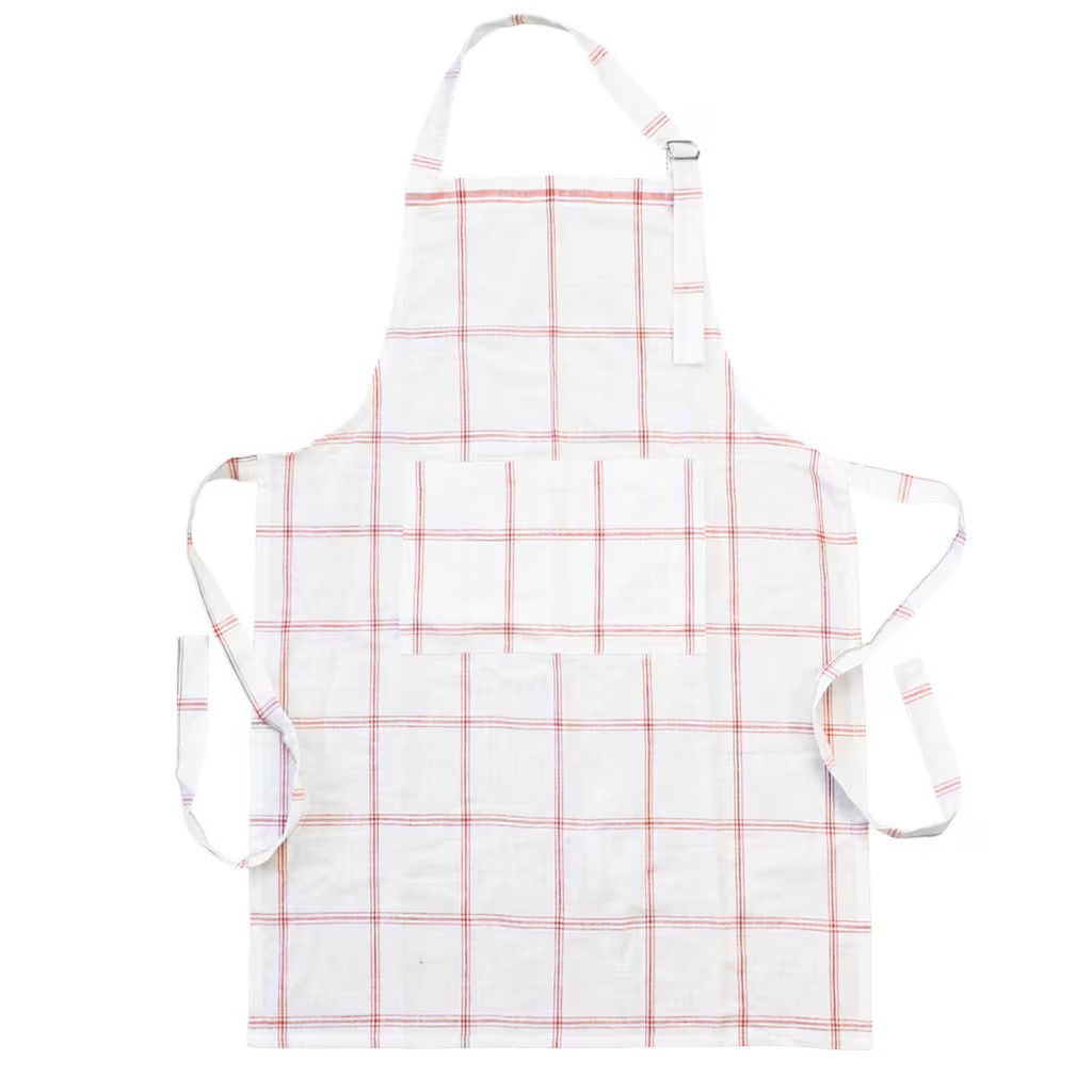 Bílo-červená károvaná kuchyňská zástěra Alma white/red - 90*60 cm