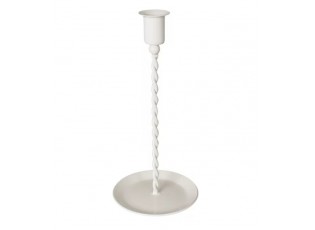 Bílý kovový kroucený svícen na úzkou svíčku Estelle M - Ø 10,5*22 cm