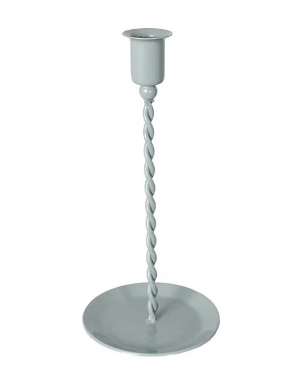 Zelený kovový kroucený svícen na úzkou svíčku Estelle M - Ø 10,5*22 cm