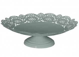 Zelený kovový dekorativní podnos na noze Maja green - Ø 30*9 cm