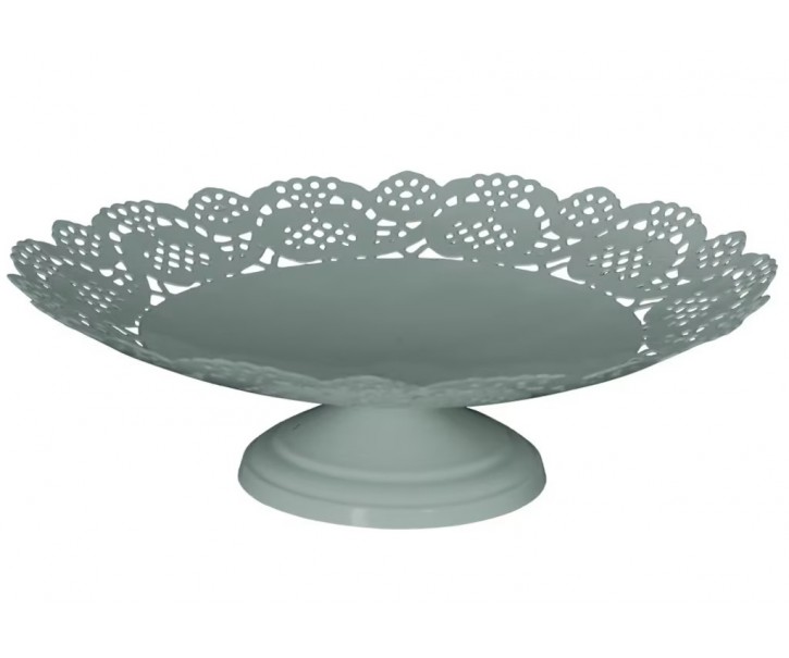 Zelený kovový dekorativní podnos na noze Maja green - Ø 30*9 cm Strömshaga