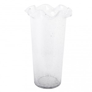 Průhledná skleněná vysoká váza s volánkem Milla - Ø 13*22 cm