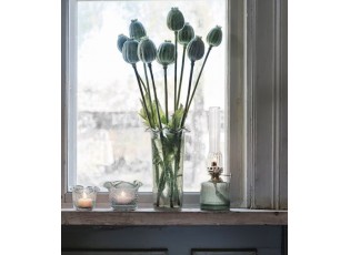 Zelená skleněná vysoká váza s volánkem Milla - Ø 13*22 cm