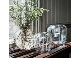 Transparentní skleněný svícen na čajové svíčky Otto clear - Ø 17*17 cm