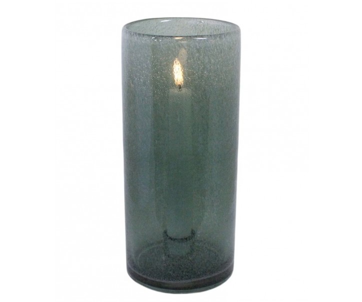 Zelený skleněný svícen na úzkou svíčku Elvira green - Ø 10*22 cm Strömshaga