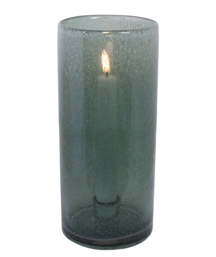 Zelený skleněný svícen na úzkou svíčku Elvira green - Ø 10*22 cm