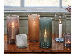 Zelený skleněný svícen na úzkou svíčku Elvira green - Ø 10*22 cm