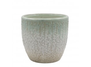 Béžovo-tyrkysový obal na květináč se vzorem Fayence - Ø 16*15 cm