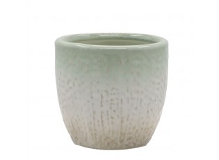 Béžovo-tyrkysový obal na květináč se vzorem Fayence - Ø 12*11 cm