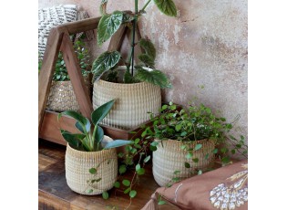 Latté obal na květináč s vroubkovaným vzorem Gaston - Ø 15*13 cm