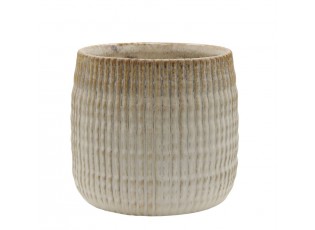 Latté obal na květináč s vroubkovaným vzorem Gaston - Ø 15*13 cm