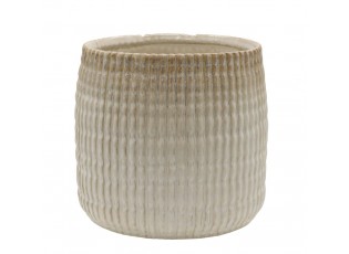 Latté obal na květináč s vroubkovaným vzorem Gaston - Ø 19*17 cm