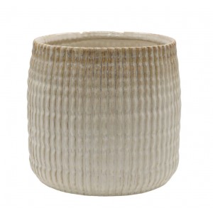 Latté obal na květináč s vroubkovaným vzorem Gaston - Ø 19*17 cm