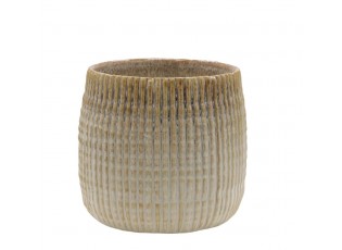 Latté obal na květináč s vroubkovaným vzorem Gaston - Ø 12*11 cm