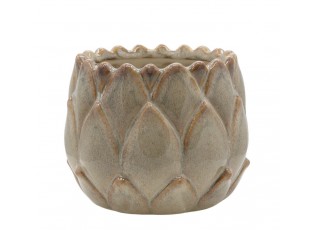 Latté obal na květináč s listovým vzorem Gaston - Ø 13*10 cm