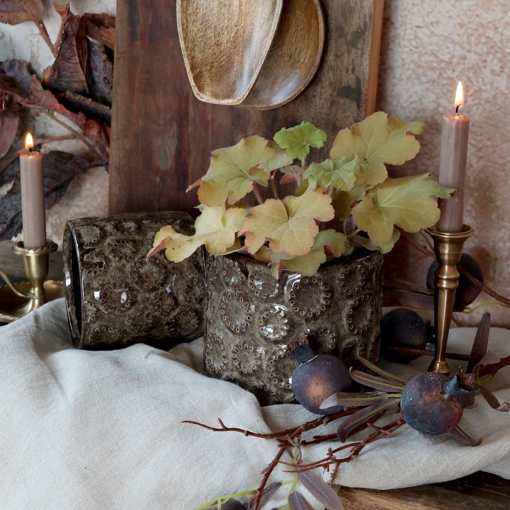 Coffee obal na květináč se vzorem Gaston - Ø 12*11 cm Chic Antique Coffee obal na květináč se vzorem Gaston - Ø 12*11 cm Chic Antique