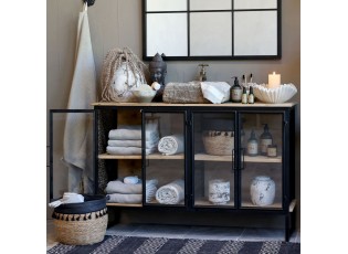 Přírodně černá kovovo dřevěná komoda/ příborník Vence - 121*38*80 cm