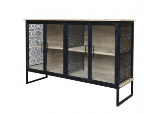 Přírodně černá kovovo dřevěná komoda/ příborník Vence - 121*38*80 cm