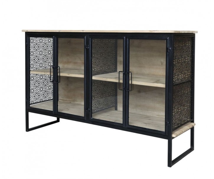 Přírodně černá kovová dřevěná komoda/ příborník Vence - 121*38*80 cm Chic Antique