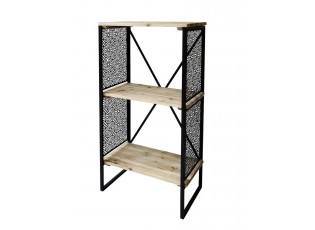 Přírodně černý kovový regál se 2 dřevěnými policemi Vence - 60*35*113 cm