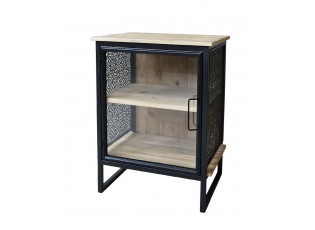 Přírodně černý kovový stolek se 2 dřevěnými policemi Vence - 49*36*65 cm