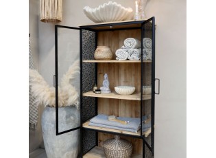 Přírodně černá kovová vitrína s dřevěnými policemi Vence - 71*38*160 cm