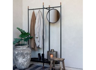 Černý kovový věšák na oblečení se zrcadlem Vence - 101*40*160 cm