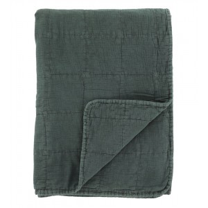 Tmavě zelený přehoz s opraným vzhledem Aix Vintage Quilt - 130*180 cm