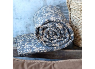 Tmavě šedý přehoz s listy Aix Vintage Quilt - 130*180 cm