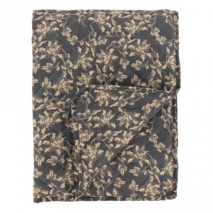 Tmavě šedý přehoz s listy Aix Vintage Quilt - 130*180 cm