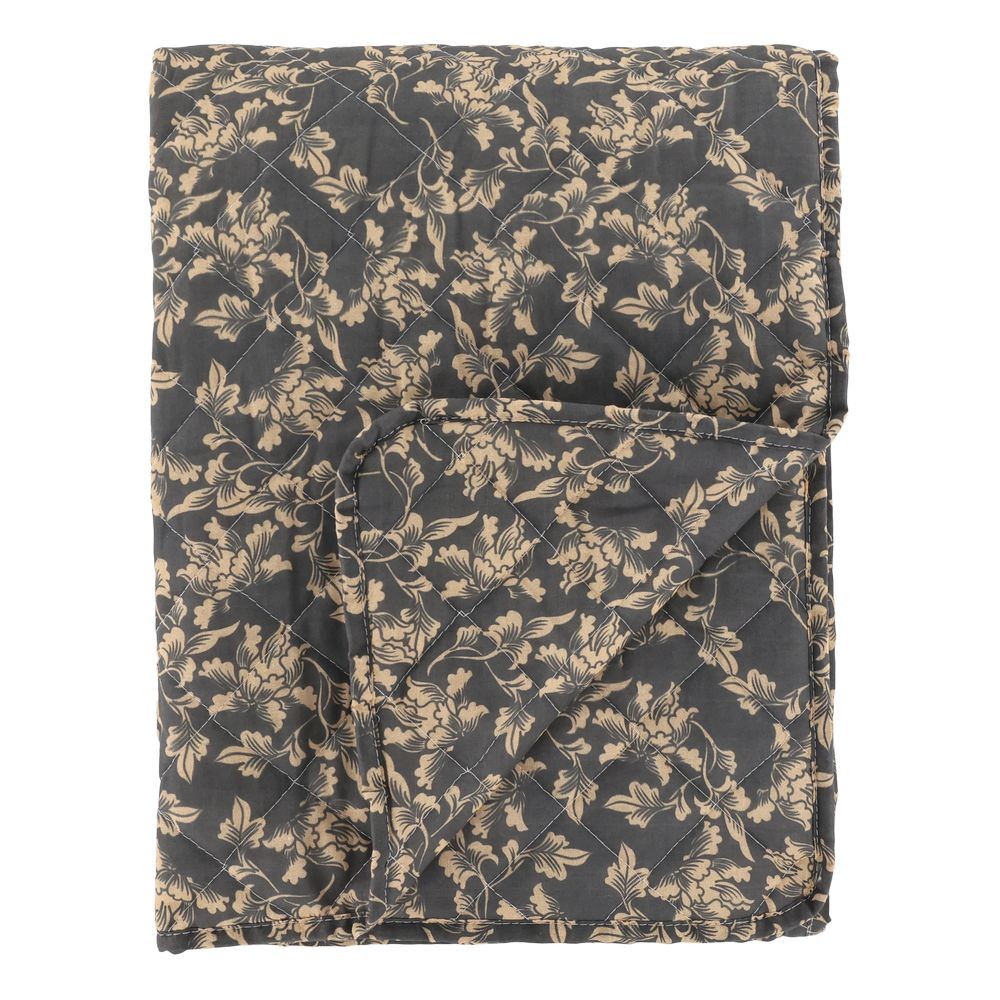 Tmavě šedý přehoz s listy Aix Vintage Quilt - 130*180 cm