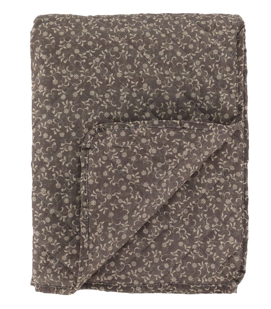 Šedý přehoz s květinami Aix Vintage Quilt - 130*180 cm