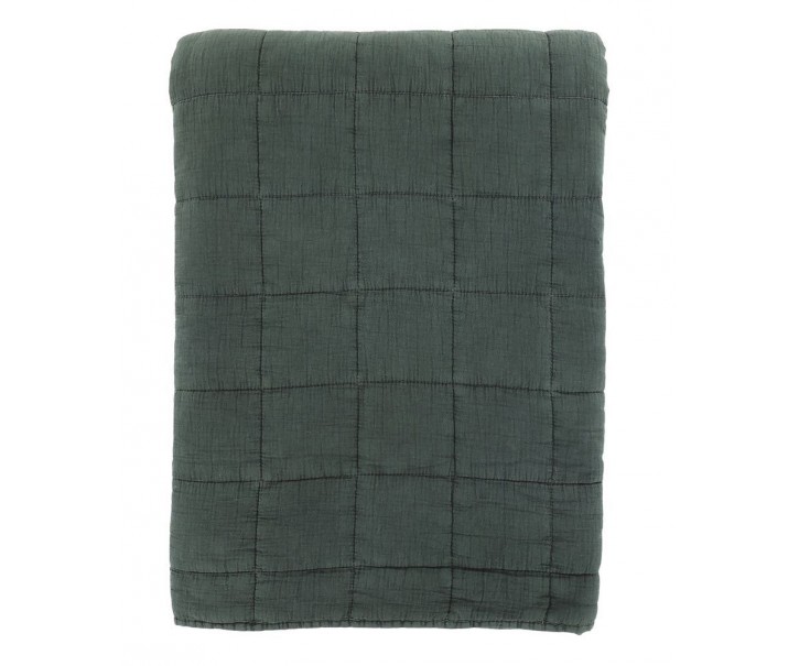 Tmavě zelený přehoz s opraným vzhledem Aix Vintage Quilt - 240*240 cm Chic Antique