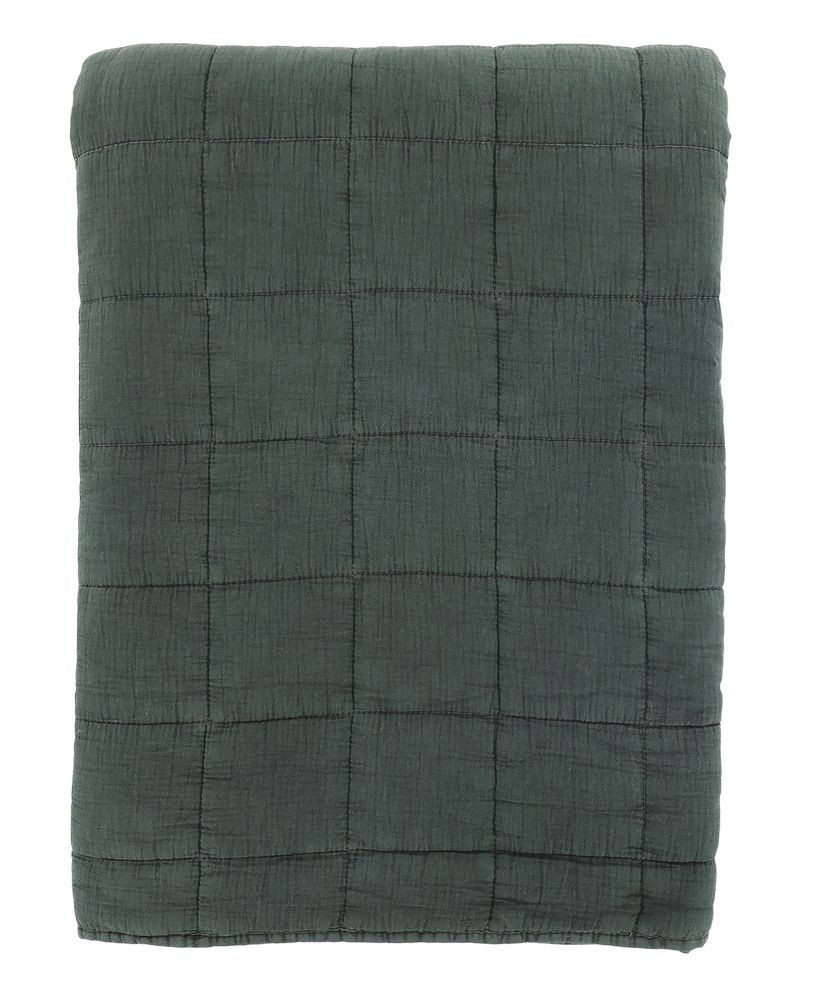 Tmavě zelený přehoz s opraným vzhledem Aix Vintage Quilt - 240*240 cm