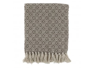 Béžový přízový pléd s květinkami a třásněmi Aix - 130*150 cm