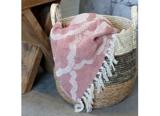 Malinový přízový pléd se vzorem a třásněmi Aix - 130*150 cm