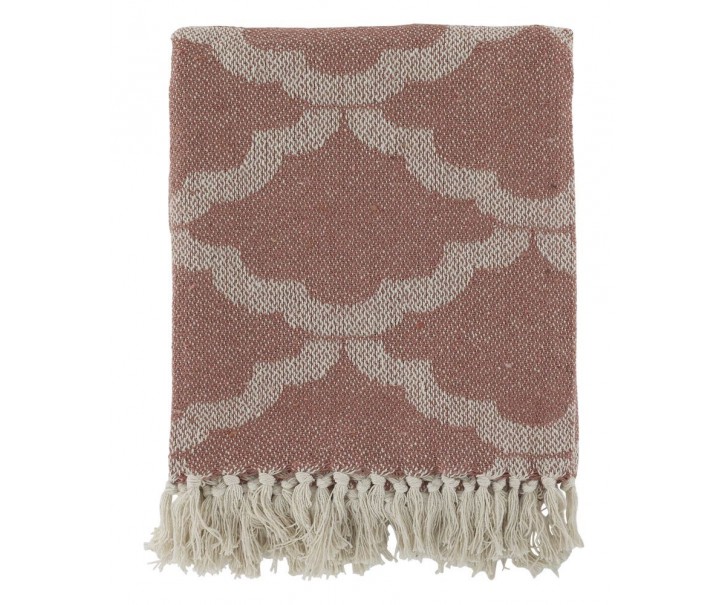 Malinový přízový pléd se vzorem a třásněmi Aix - 130*150 cm Chic Antique