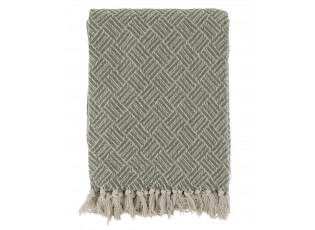 Zelený přízový pléd se vzorem a třásněmi Aix - 130*150 cm