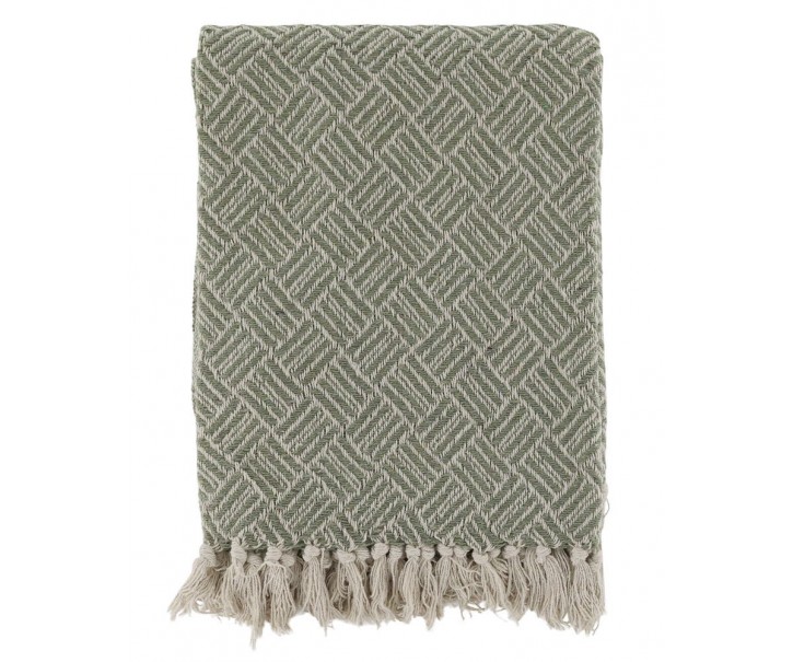 Zelený přízový pléd se vzorem a třásněmi Aix - 130*150 cm Chic Antique