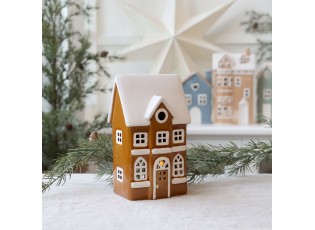 Mocca antik keramický domek na svíčku Chamonix - 10*7*17cm