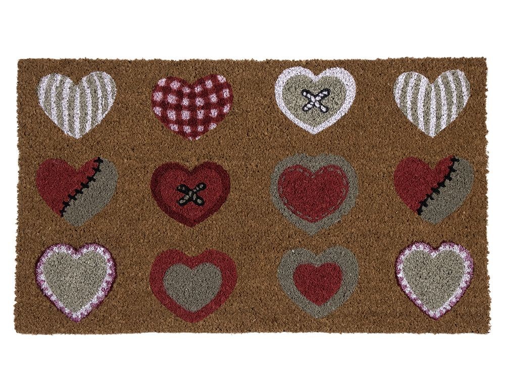 Rohožka z kokosových vláken se srdíčky Hearts All - 75*45*2cm