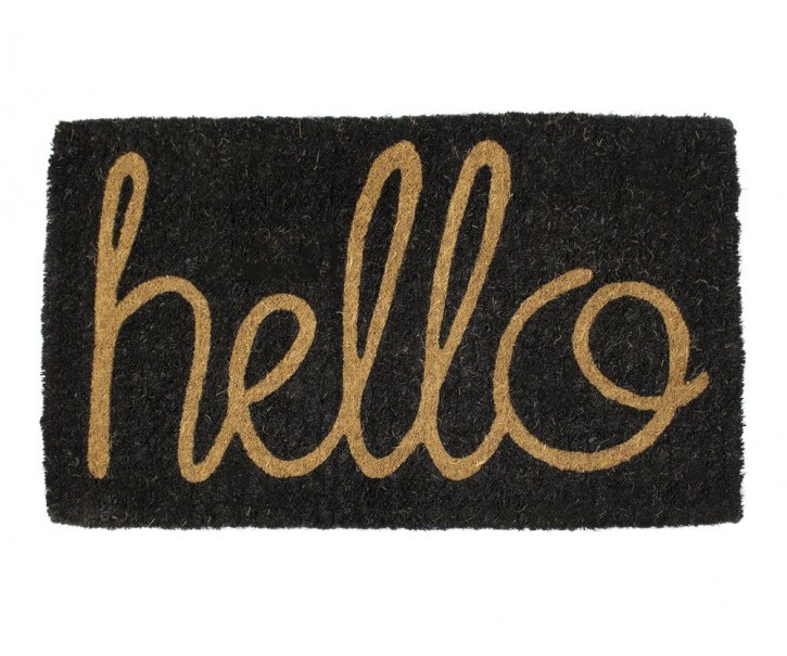 Černá ručně vyrobená rohožka z kokosových vláken Hello - 75*45*4cm Mars & More 
