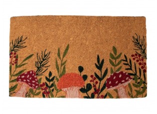 Ručně vyrobená rohožka z kokosových vláken s houbami - 75*45*4cm