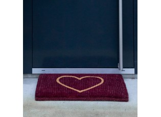 Vínová ručně vyrobená rohožka z kokosových vláken srdce - 75*45*4cm