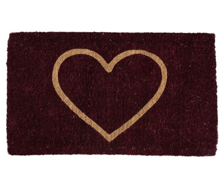 Vínová ručně vyrobená rohožka z kokosových vláken srdce - 75*45*4cm Mars & More 