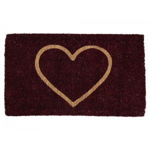Vínová ručně vyrobená rohožka z kokosových vláken srdce - 75*45*4cm